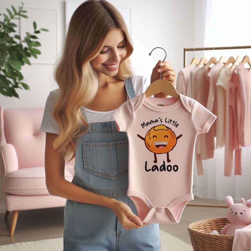 Mama's little ladoo baby bodysuit Food Humor baby outfit Indian dessert-themed baby clothes