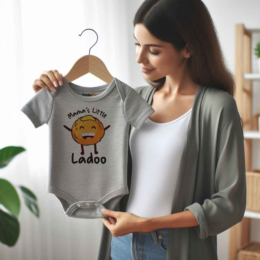 Mama's little ladoo baby bodysuit Food Humor baby outfit Indian dessert-themed baby clothes