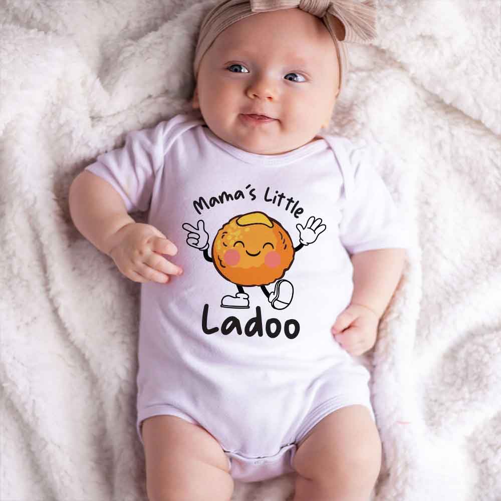 Mama's little ladoo baby bodysuit Indian Food-Theme baby clothes Food Humor Baby gift