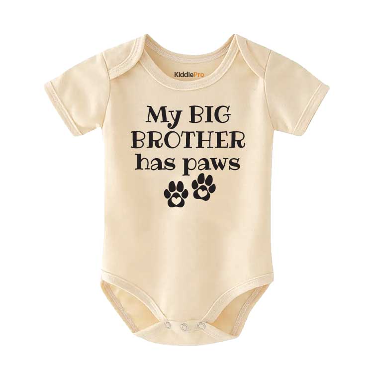 My big brother has paws baby bodysuit Pet Dog Cat animal lover baby clothes Sibling love Paw-themed Baby Bodysuits