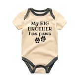 My big brother has paws baby bodysuit Pet Dog Cat animal lover baby clothes Sibling love Paw-themed Baby Bodysuits