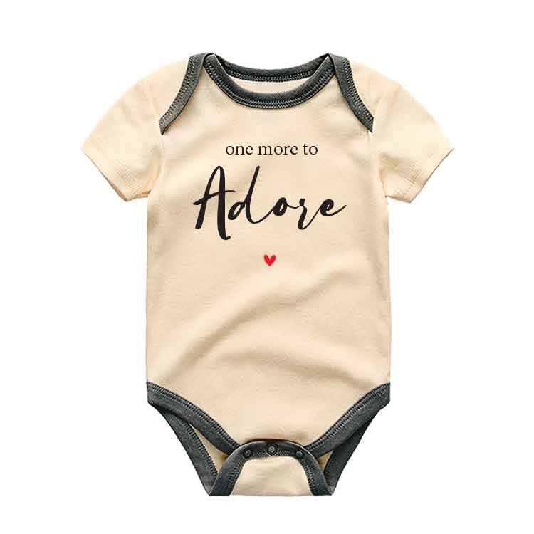 Baby announcement Baby bodysuit, Coming Soon baby clothes, Pregnancy announcement, One more to adore Newborn baby outfit