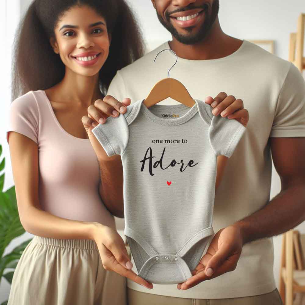 Baby announcement Baby bodysuit, Coming Soon baby clothes, Pregnancy announcement, One more to adore Newborn baby outfit