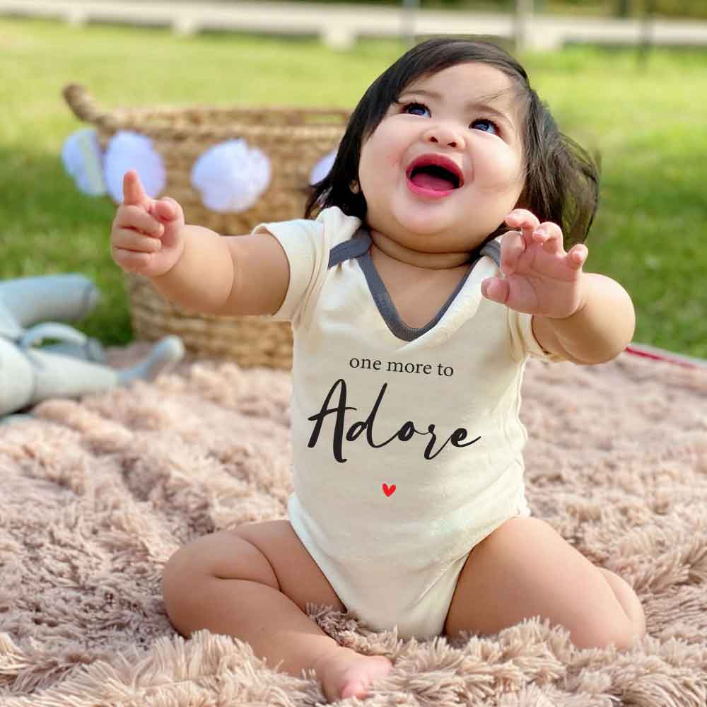 Baby announcement Baby bodysuit, Coming Soon baby clothes, Pregnancy announcement, One more to adore Newborn baby outfit