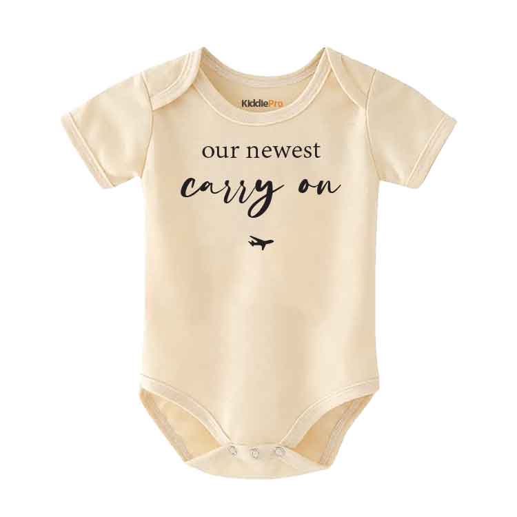 Newest carry on pregnancy announcement Baby bodysuit Travel baby clothes Family reveal baby outfit