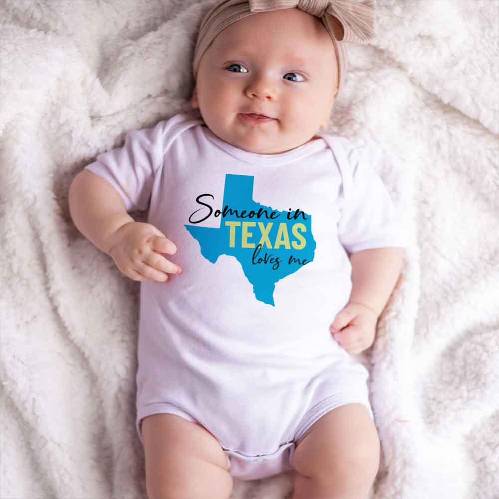 Someone in Texas Baby Bodysuit Texas Baby clothes Texas Baby Gift USA State Baby bodysuit