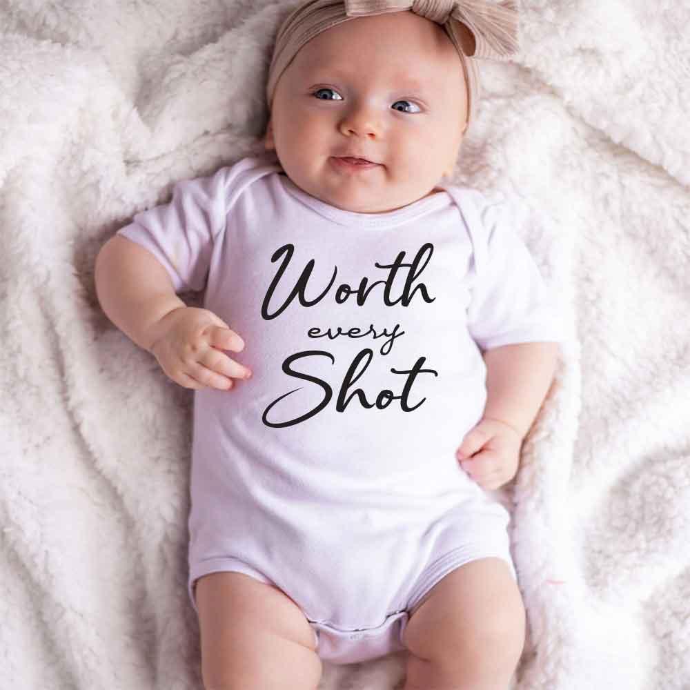 Worth Every Shot IVF Baby bodysuit  In Vitro Baby, pregnancy announcement Expensive AF Worth the wait baby reveal outfit