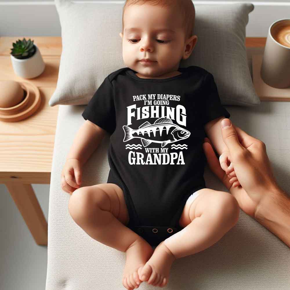 Fishing with grandpa Baby Bodysuit Fishing Buddy  Grandfather Gift  Funny Grandpa Baby clothes