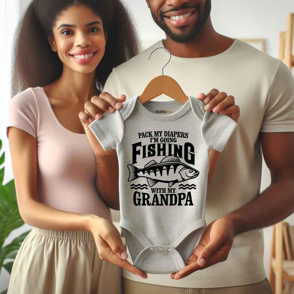 Fishing with grandpa Baby Bodysuit Fishing Buddy  Grandfather Gift  Funny Grandpa Baby clothes