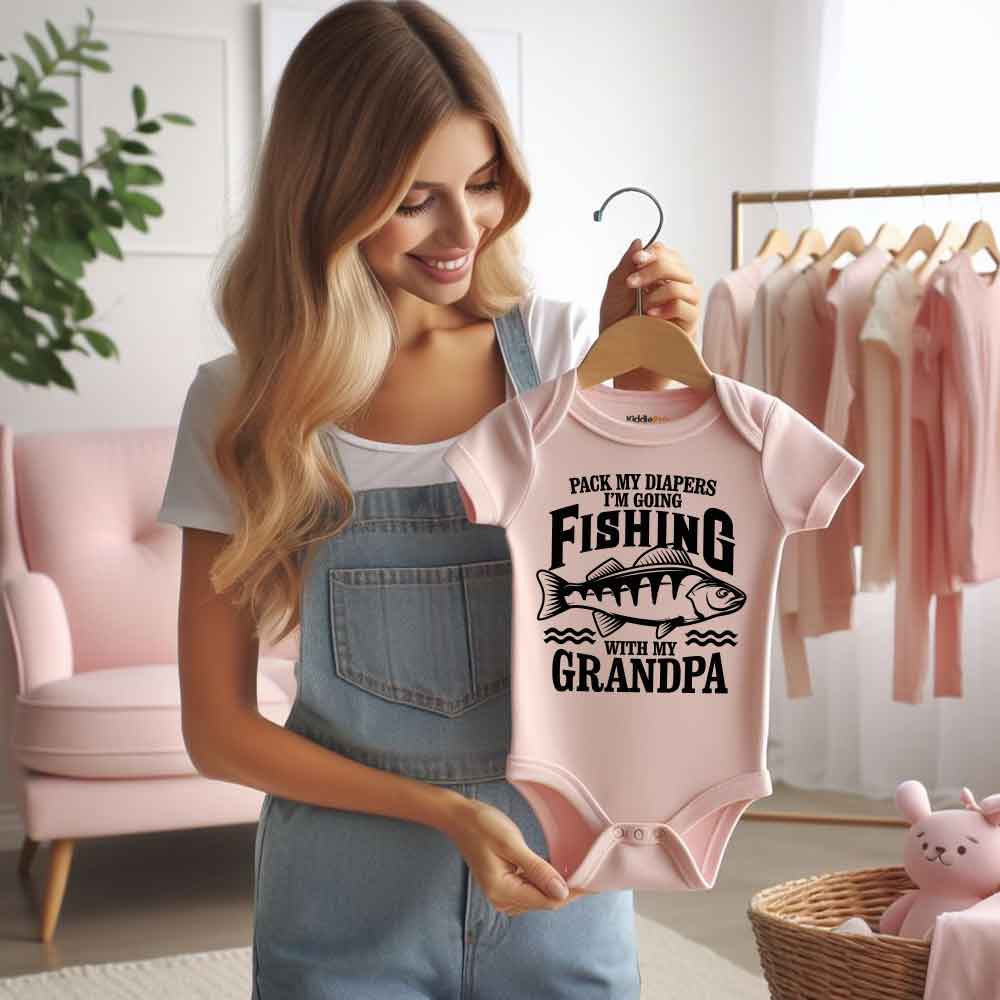 Fishing with grandpa Baby Bodysuit Fishing Buddy  Grandfather Gift  Funny Grandpa Baby clothes