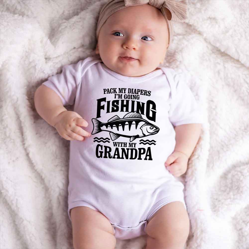 Fishing with grandpa Baby Bodysuit Fishing Buddy  Grandfather Gift  Funny Grandpa Baby clothes