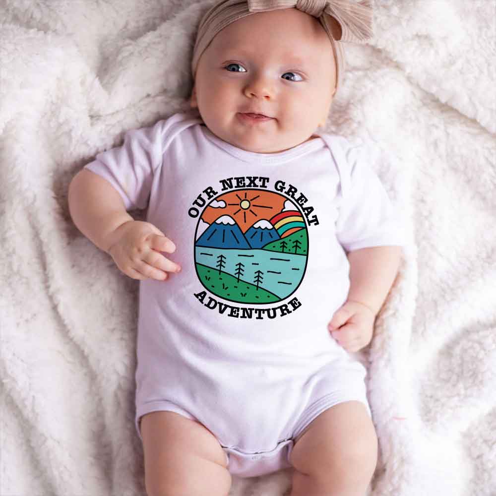 Our next Adventure Baby bodysuit Mountains Travel Little Adventurer Baby clothes Pregnancy announcement, Baby Gift