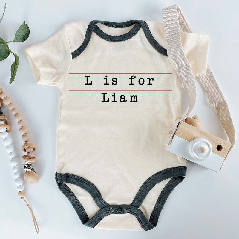 Custom Initial Letter Baby Bodysuit Customize Name Infant Newborn Gift Monogram Creepers Birth Announcement Unisex Personalized Baby Boy Girl Clothes Pregnancy Reveal Outfit