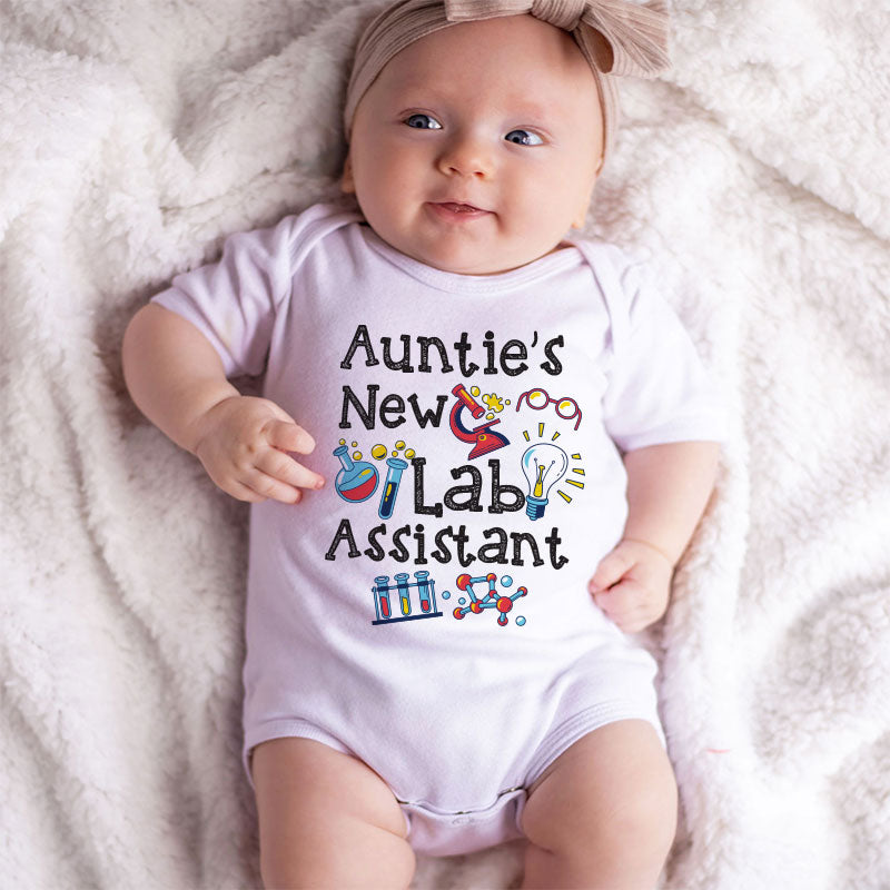 Auntie's new Lab Assistant - Unisex Infant One Piece Baby Bodysuit - Auntie and Niece Nephew Baby clothes