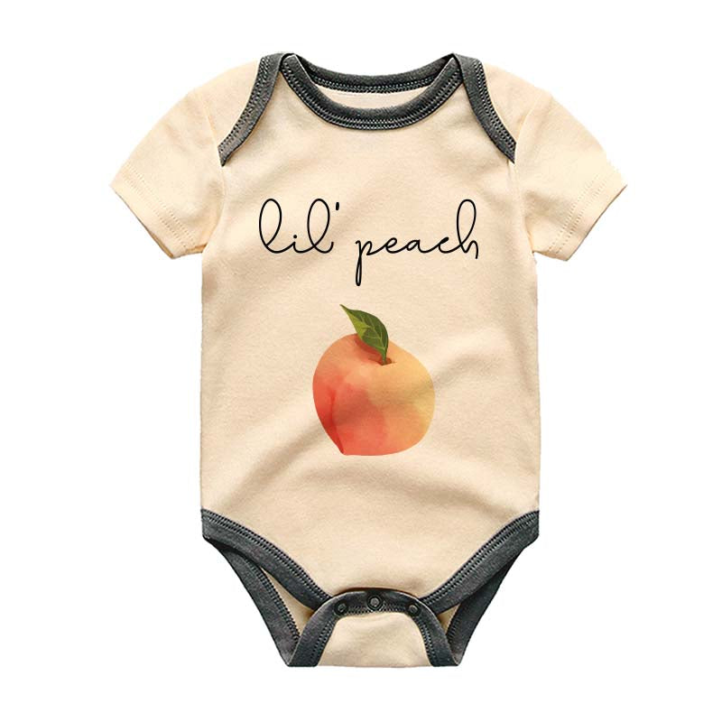 Cute Lil Peach Outfit Fruit Lover Unisex Baby Boy Girl Clothes Food Pun Funny Custom Shirt Bodysuit Foodie Jokes Humor Romper