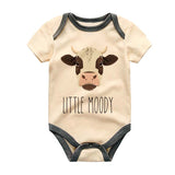 Little Moody baby Clothes Cute Funny Cow Pun Print Custom Design Humorous Adorable Unisex Baby Clothing Pregnancy Reveal Comical Humor Outfit Baby Shower Gift