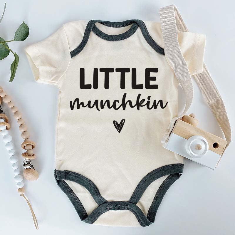 Little Munchkin Adorable Cute Newborn Clothes Custom Baby Shirt Donut Food Pun Foodie Outfit Personalized Baby Bodysuits Pregnancy Announcement Infant Creeper