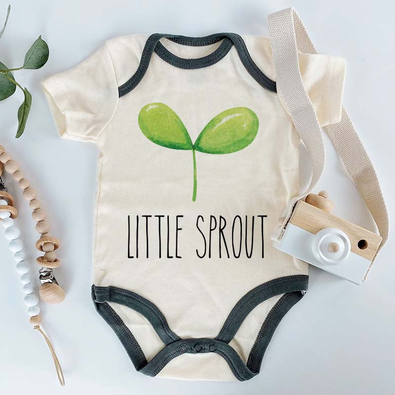 Little Sprout Funny Vegan Custom Baby Clothes Adorable Playful Unisex Infant clothing Veggies Vegetable Lover Personalized Bodysuit Food Pun Outfit Pregnancy announcement Gift