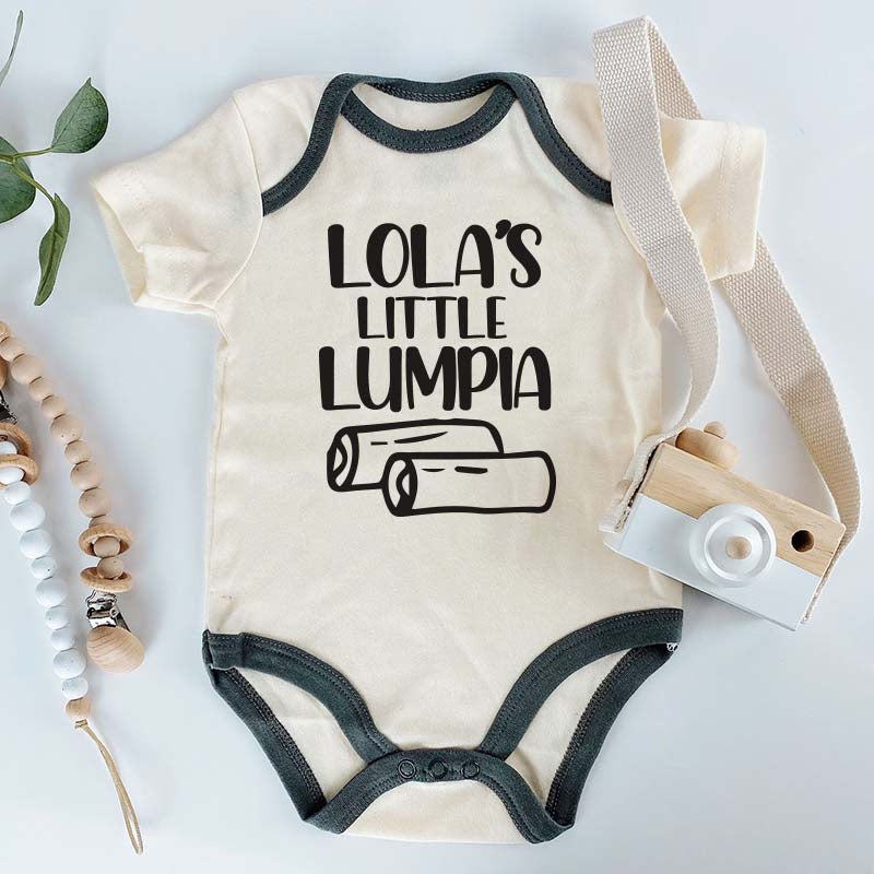 Lola's little lumpia bodysuit Grandma's little springroll Funny Asian Shanghai Rolls Food theme baby clothes
