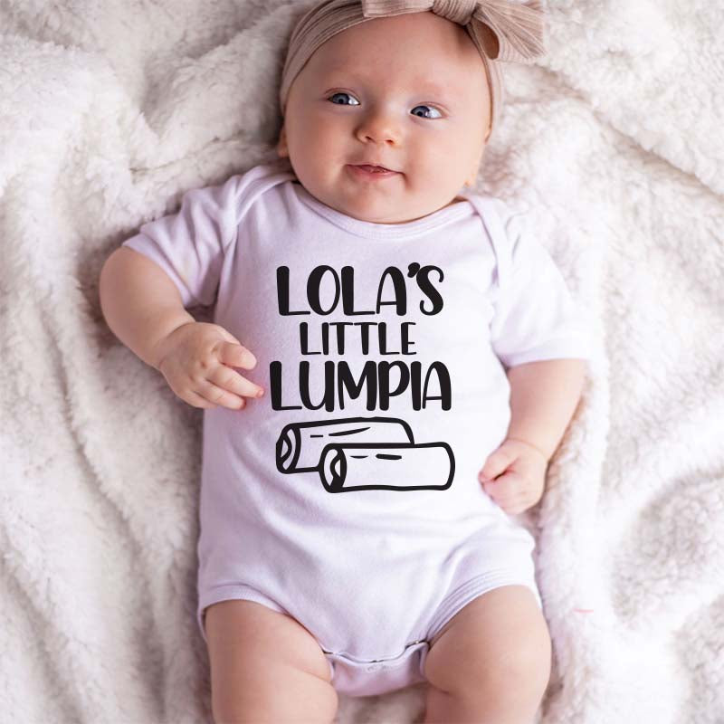 Lola's little lumpia bodysuit Grandma's little springroll Funny Asian Shanghai Rolls Food theme baby clothes