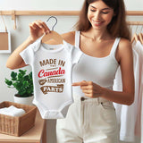 Made in Canada with American Parts Bodysuit Cute Funny Heritage Baby Outfit Custom Unisex Baby Clothing Half Canadian Baby Clothes Pregnancy Reveal Gift