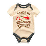 Made in Canada with American Parts Bodysuit Cute Funny Heritage Baby Outfit Custom Unisex Baby Clothing Half Canadian Baby Clothes Pregnancy Reveal Gift