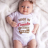 Made in Canada with Chinese Parts Funny Newborn Infant Baby Clothes Half Canadian Half Chinese Custom Unisex Baby Clothing Heritage Bodysuit Baby Shower Gift Outfit