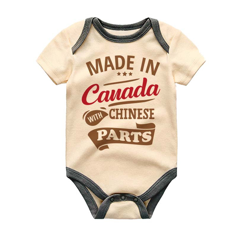 Made in Canada with Chinese Parts Funny Newborn Infant Baby Clothes Half Canadian Half Chinese Custom Unisex Baby Clothing Heritage Bodysuit Baby Shower Gift Outfit