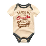 Made in Canada with Filipino Parts Custom Baby Clothes Personalized Bodysuit Unisex Baby Clothing Half Canadian Filipino Romper Shirt Canada Day Heritage Outfit