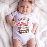 Made in Canada with German Parts Bodysuit Half Canadian Custom Baby Clothes Canada Day Heritage Outfit Newborn baby clothes Personalized Romper