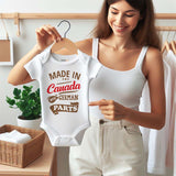 Made in Canada with German Parts Bodysuit Half Canadian Custom Baby Clothes Canada Day Heritage Outfit Newborn baby clothes Personalized Romper