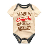 Made in Canada with German Parts Bodysuit Half Canadian Custom Baby Clothes Canada Day Heritage Outfit Newborn baby clothes Personalized Romper