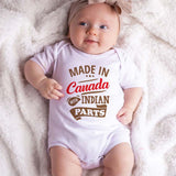 Made in Canada with Indian Parts Cute Baby Clothes Half Canadian Indian Heritage Custom Baby Bodysuit Personalized Gift Canada Day Outfit