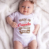 Made in Canada with Italian Parts Bodysuit Cute Funny Heritage Baby Outfit Custom Unisex Baby Clothing Half Canadian Baby Clothes Pregnancy Reveal Gift