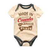 Made in Canada with Jamaican Parts Cute Funny Witty Unisex Baby Clothes Heritage Canada Day Custom Name Shirt Bodysuit Baby shower gift outfit