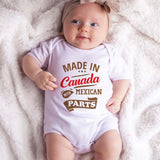 Made in Canada Half Canadian Mexican Cute Newborn Infant Baby Clothing Custom Canada Day Outfit Personalized Name Clothes Baby Shower Gift Bodysuit