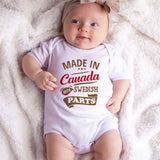 Cute Sports Themed Made in Canada with Swedish Parts Bodysuit Personalized Baby Shower Gift Unisex Baby Clothing Custom Shirt Dual Heritage Baby Outfit