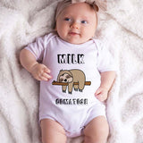 Cute Funny Sloth Animal Baby Clothes Newborn Adorable Unisex Infant Clothing Milk Joke Humor Baby Outfit Custom Shirt Pregnancy Announcement Baby Shower Gift