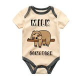 Cute Funny Sloth Animal Baby Clothes Newborn Adorable Unisex Infant Clothing Milk Joke Humor Baby Outfit Custom Shirt Pregnancy Announcement Baby Shower Gift