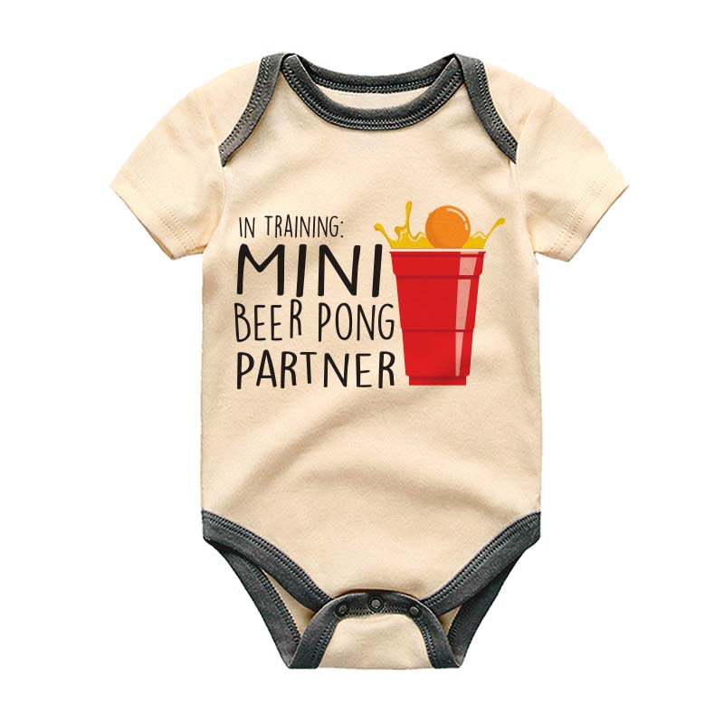 Mini Beer Pong Partner Baby Clothes Funny Future Party Celebration Sidekick Bodysuit baby shower gift custom baby clothing humorous infant apparel Personalized Party Outfit Baby Boy Girl Gift Romper