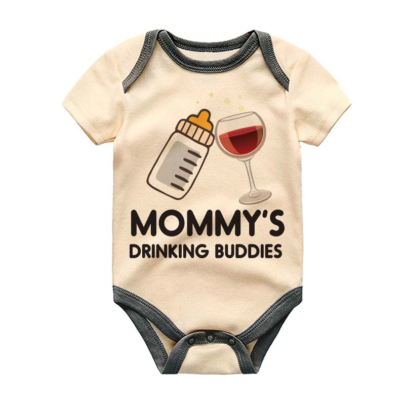 Mommy's Drinking Buddy Custom Unisex Infant Bodysuit Milk Wine Outfit Personalized Baby Shower Present Playful Party Themed Clothes Mom Sidekick Mother's Day New Mom Gift