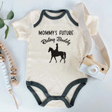 Mommy's Horseback Riding Buddy Bodysuit Horse Baby Clothes Newborn Farm Barn Baby Outfit Custom Unisex Baby Clothing Personalized Shirt