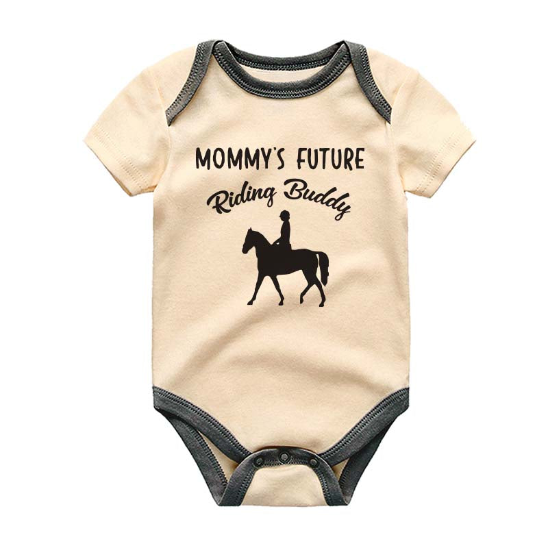 Mommy's Horseback Riding Buddy Bodysuit Horse Baby Clothes Newborn Farm Barn Baby Outfit Custom Unisex Baby Clothing Personalized Shirt