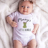 Mommy's Little Bundle Baby Clothes Asparagus Vegetable Playful Food Humor Outfit Gift for Vegan Parents Veggie Lover Unisex Infant Clothing Personalized Bodysuit