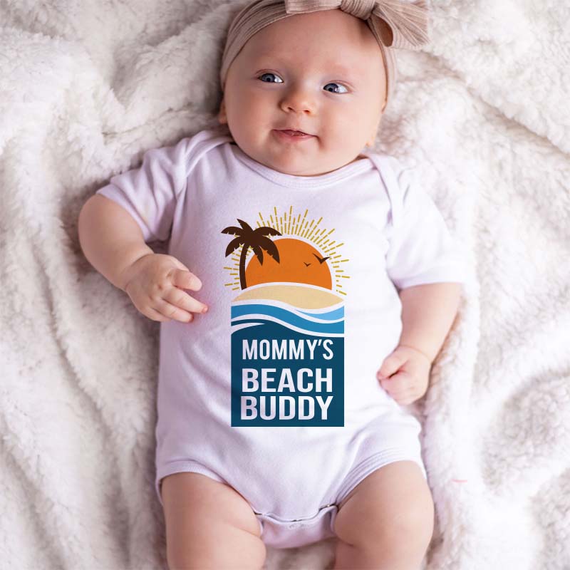 Mommy's Beach Buddy Summer Outfit Unisex Custom Baby Clothes Lake Family Vacation Swim Wear Personalized Baby Shower Gift