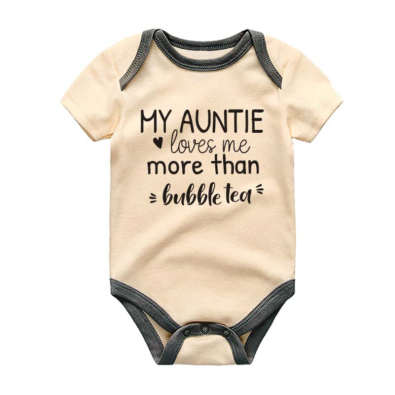 My Auntie loves me Baby Bodysuit Personalized Bubble Tea Unisex Infant Baby Clothing Tea Lover Witty Newborn Outfit Baby Announcement