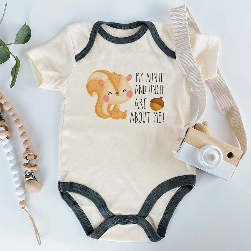 Funny Auntie Uncle Pregnancy Announcement Soon To be Aunt Uncle Bodysuit Cute Animal Outfit Niece Nephew Baby Shower Gift Custom Baby Clothes