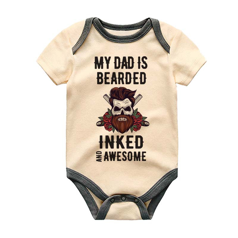 Bearded and Tattooed Cool Dad Personalized Baby Bodysuit Funny Baby Outfit Daddy Tattoo Inked Daddy Custom Baby Boy Girl Clothes Baby Shower Gift Pregnancy Announcement Shirt