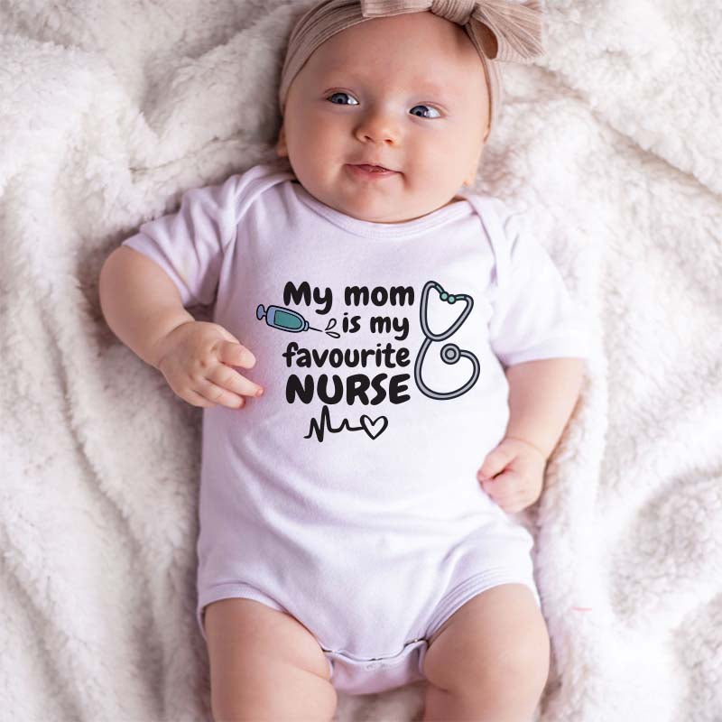 Cute Adorable Nurse Mom Newborn Personalized Baby Bodysuit Healthcare Medical Professional Gift Doctor physician  Medical Baby Outfit Pregnancy Announcement Romper