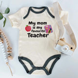 Cute Teacher Baby Clothes School Educator Mom Custom Baby Boy Girl Bodysuit Unisex Infant Clothing Personalized Newborn Shirt I love my Mom Outfit Baby Shower Gift